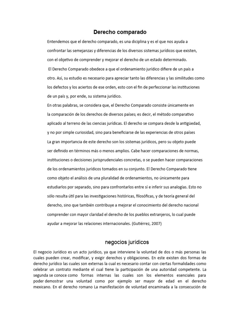 Derecho Comparado y Negocios Jurídicos | PDF | Propiedad | Ley comparativa