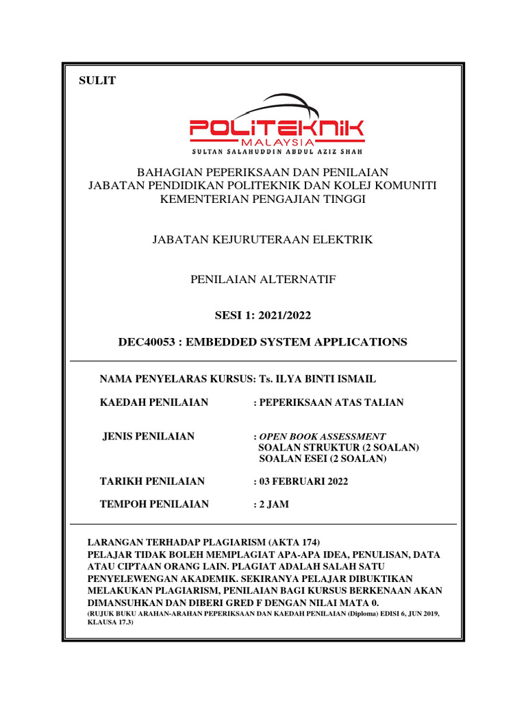 Dec40053 Embedded System Applications Pdf
