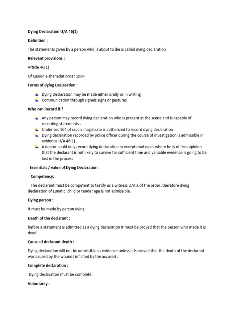 Dying Declaration QSO 1984 | PDF | Hearsay | Evidence (Law)