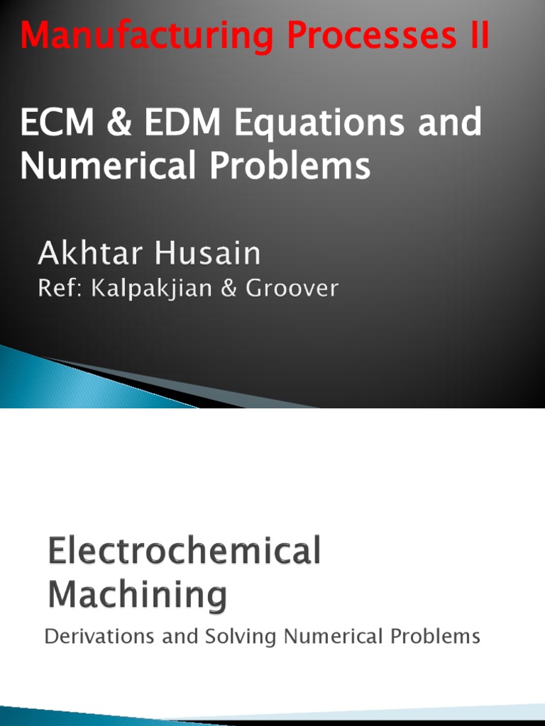 ECM & EDM Equations and Numerical Problems | PDF
