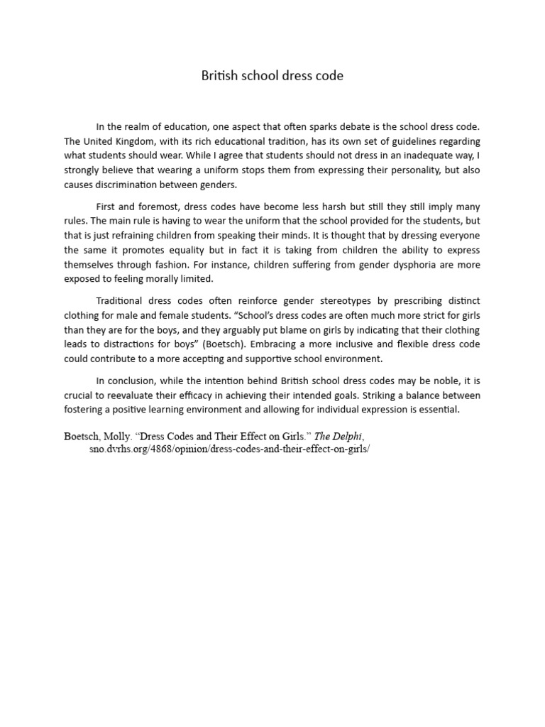 British School Dress Code Debate | PDF | Wellness