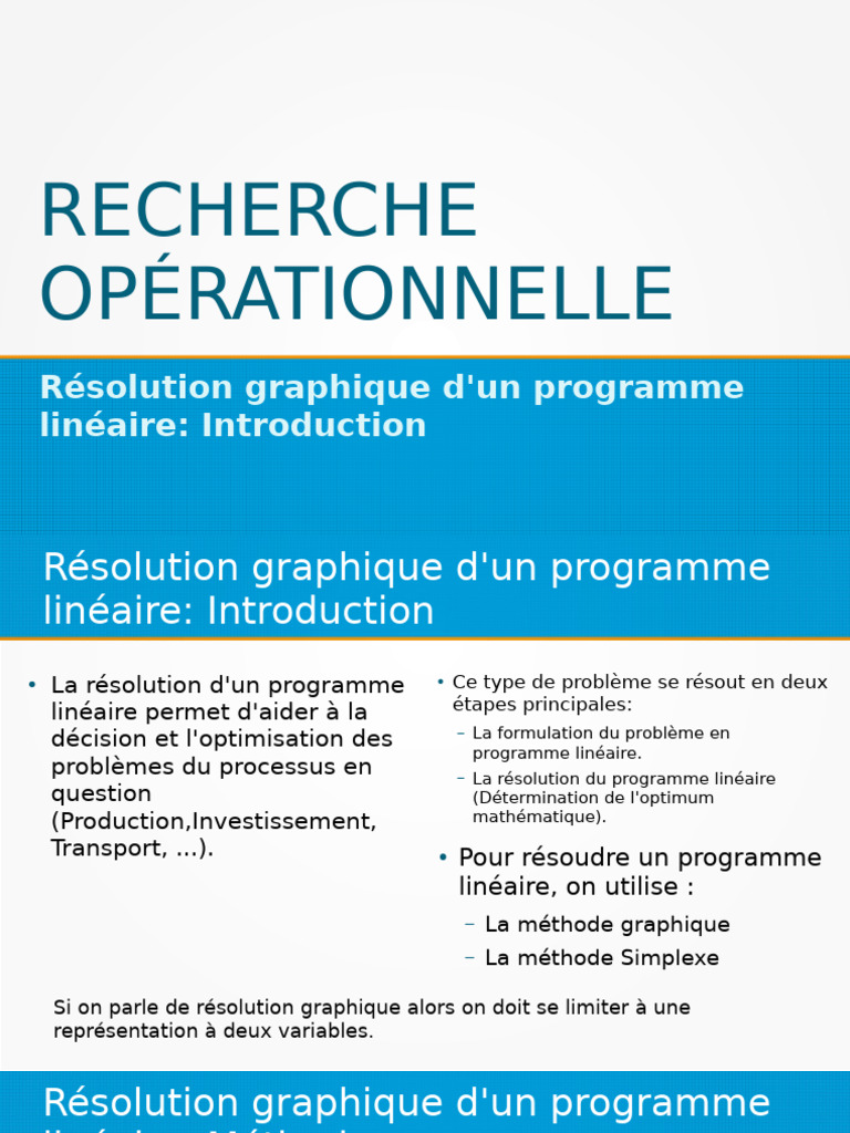 Résolution graphique en programmation linéaire | PDF | Optimisation ...