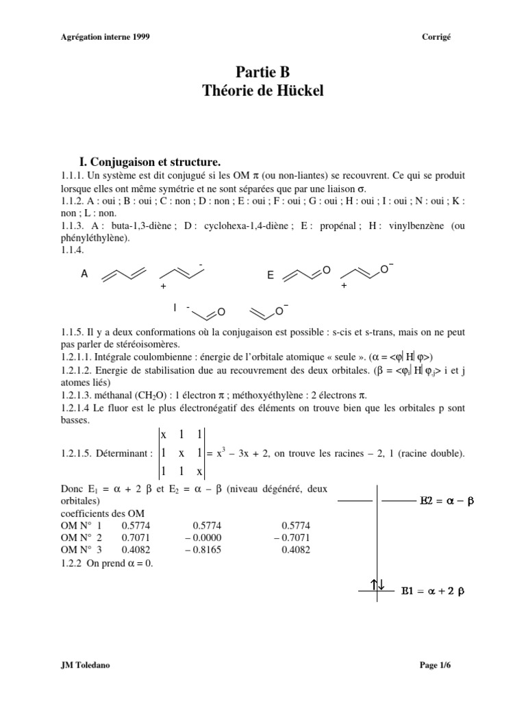 Théorie de Hückel et réactivité chimique | PDF | Orbitale moléculaire ...