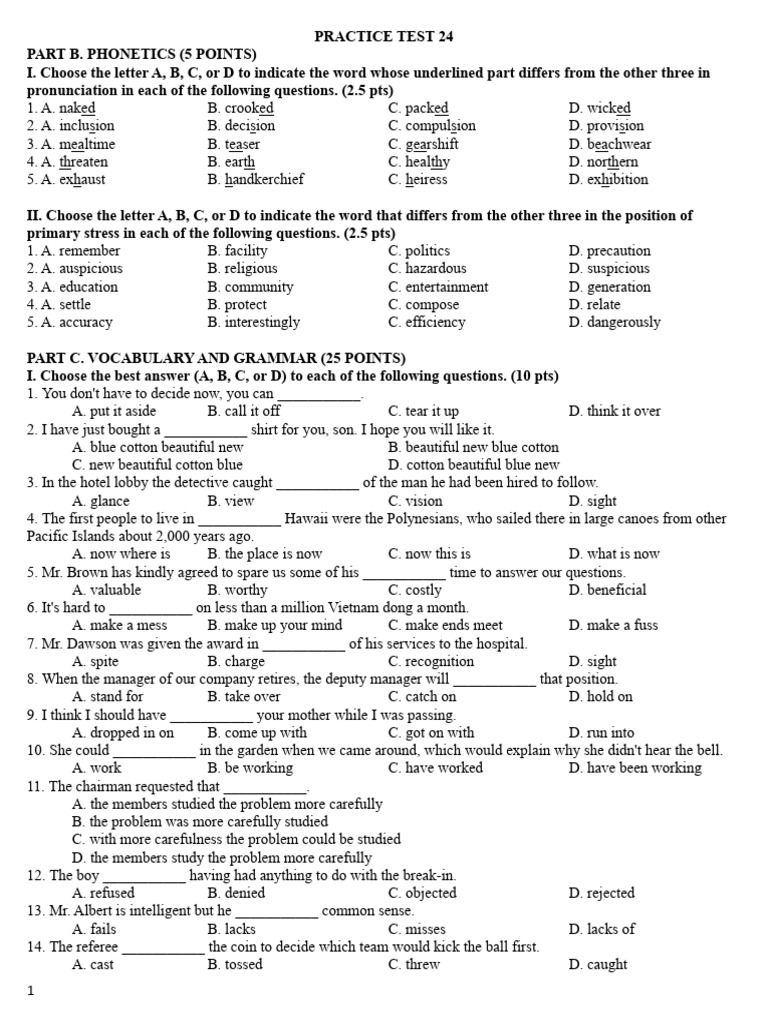 Phonetics and Vocabulary Practice Test | PDF | Radar | Teachers