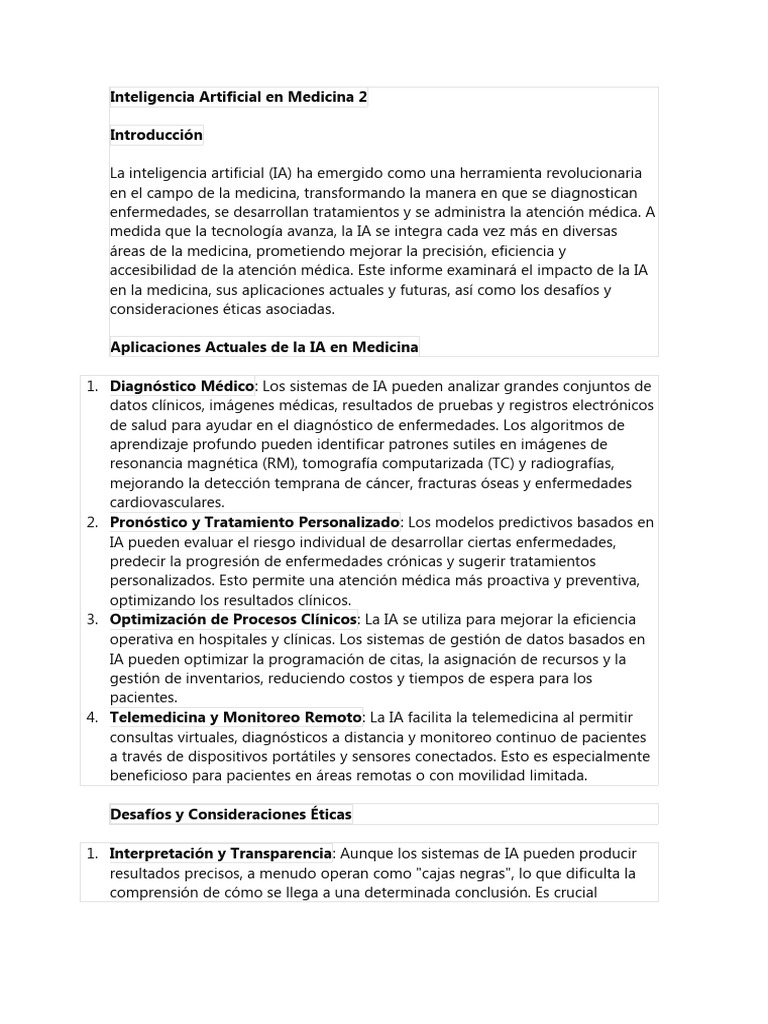 Impacto de la IA en Medicina Actual | PDF | Inteligencia artificial ...