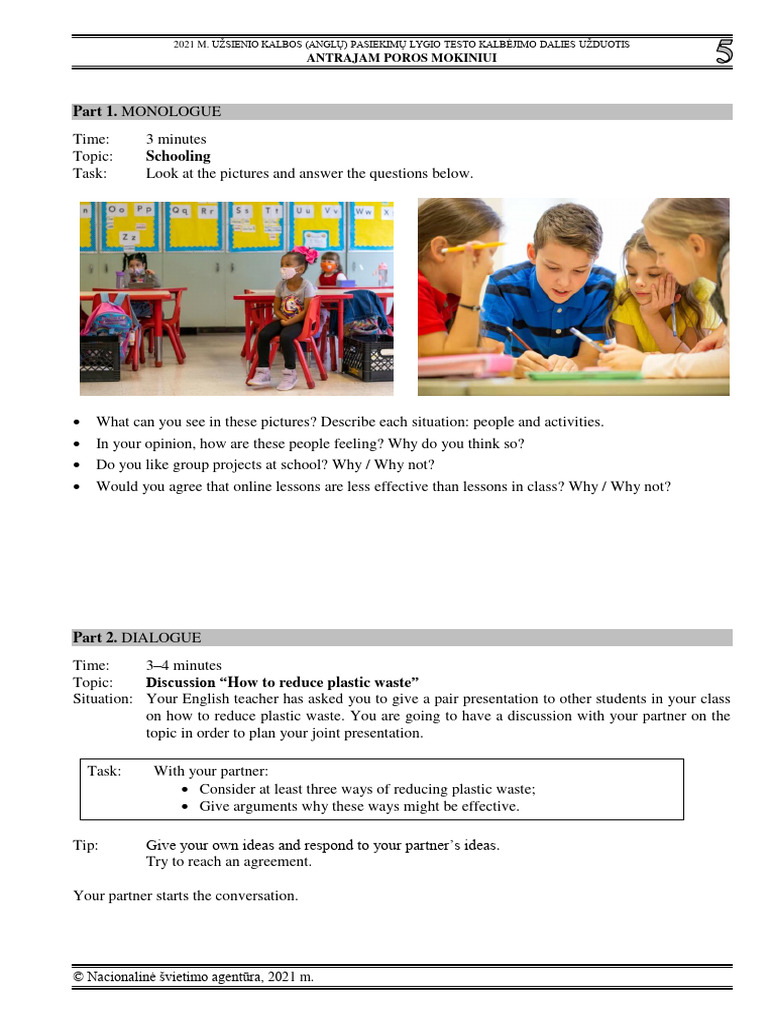 English Speaking Test Tasks 2021 | PDF | Career & Growth | Language ...