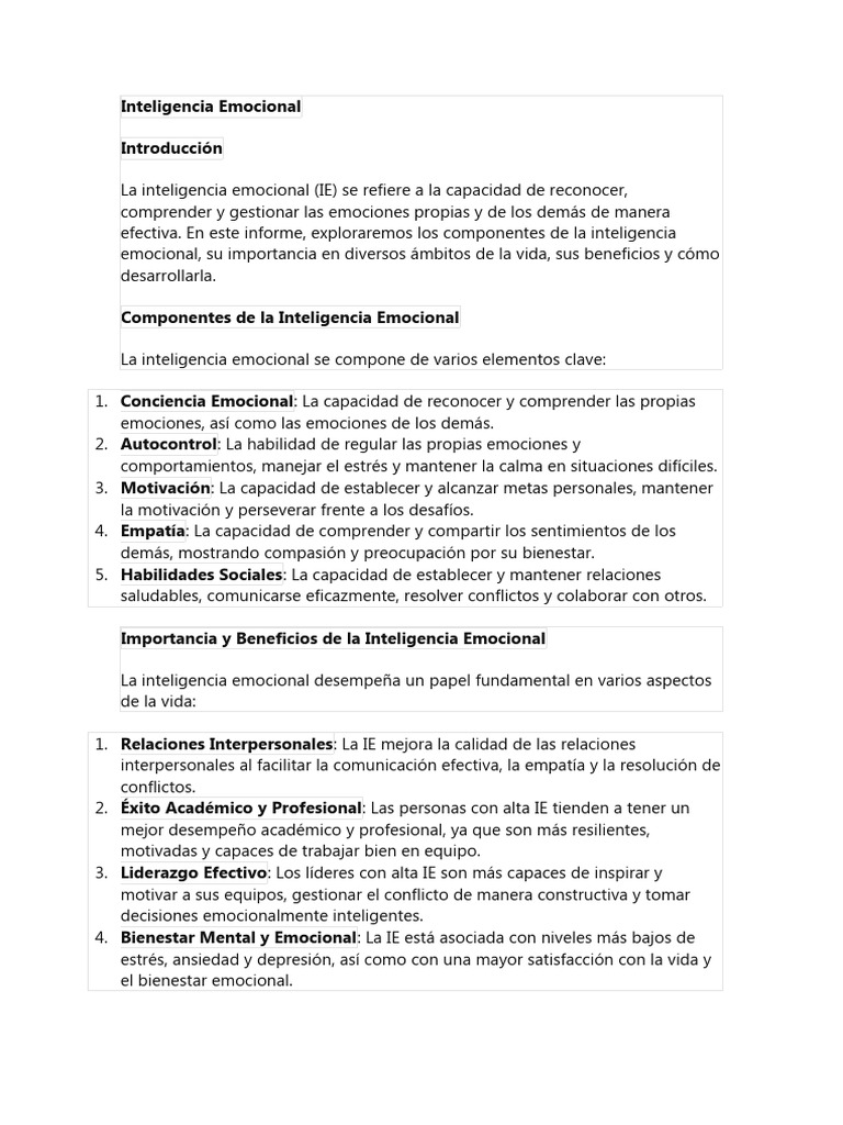 Mejora tu Inteligencia Emocional | PDF | Las emociones | Inteligencia ...