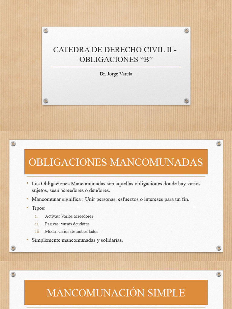 Obligaciones Mancomunadas | PDF | Pagos