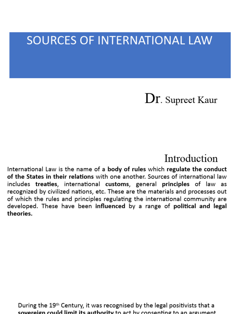 Sources of International Law Explained | PDF | International Law | Treaty