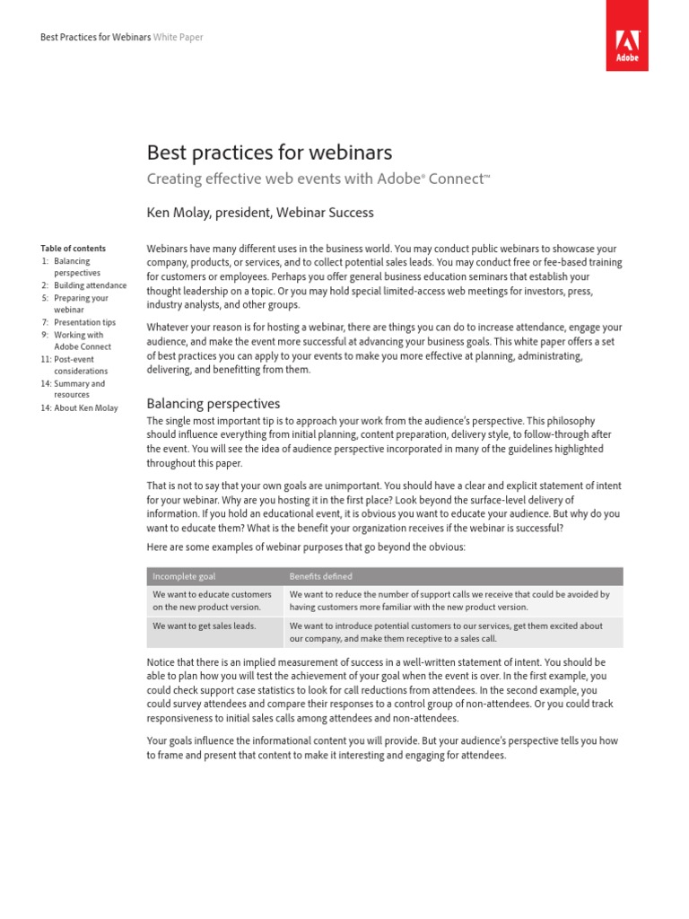 Best Practices For Webinars Creating Effective Web Events With Adobe