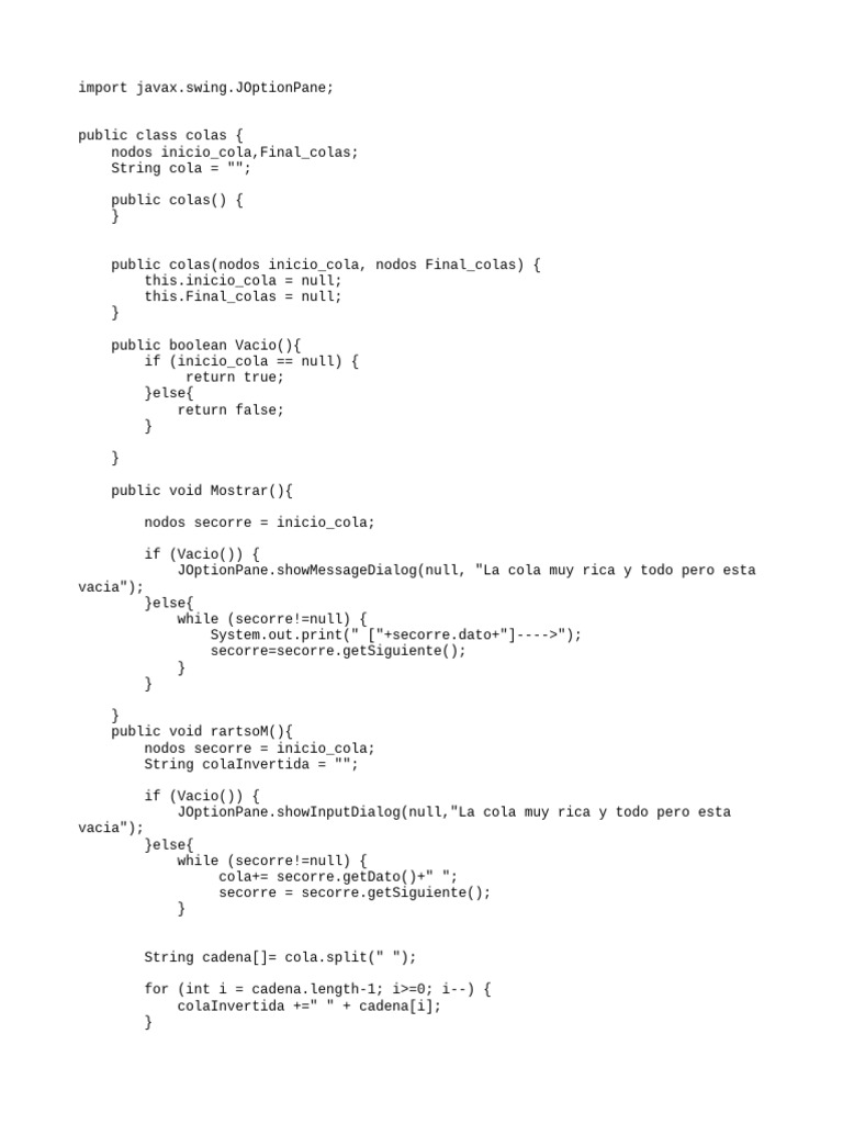 Implementación de Colas en Java | PDF