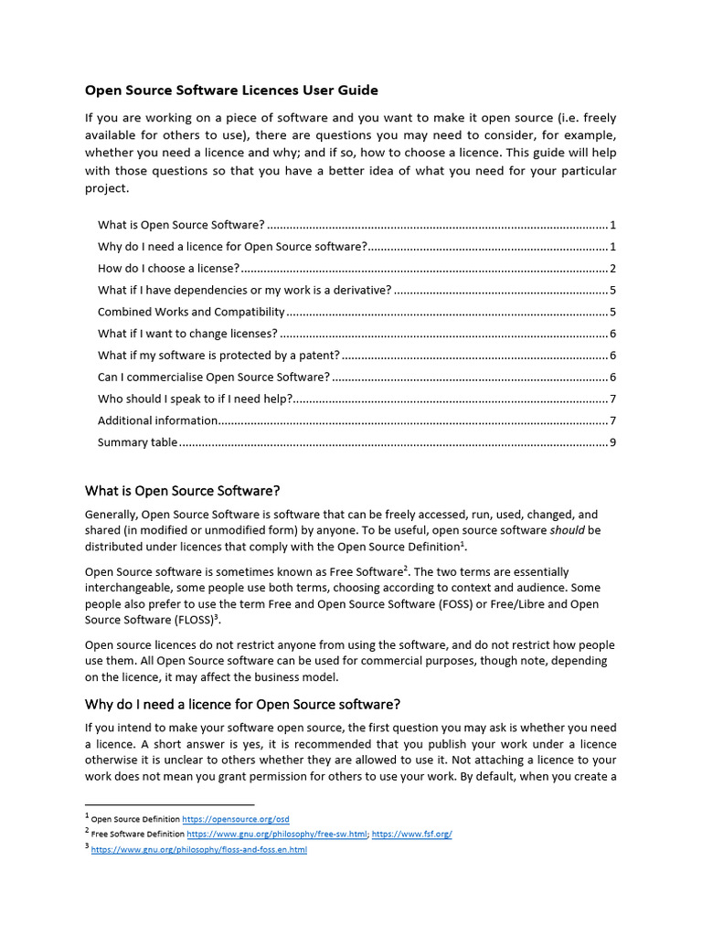 Open Source Software Licences User Guide V4 - Clean | PDF | Monopoly ...