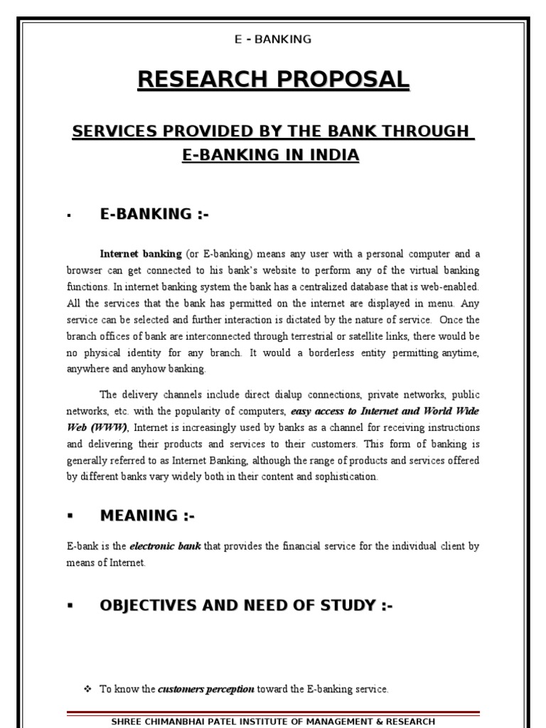 research proposal topics for bank