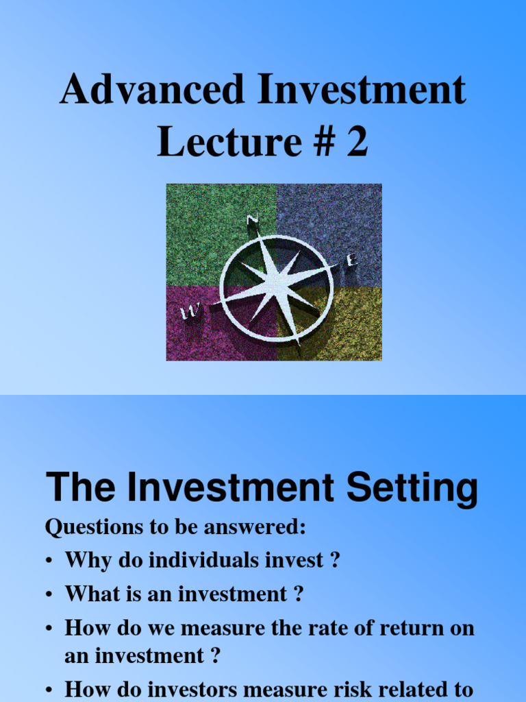 Advanced Investment | PDF | Financial Risk | Investing