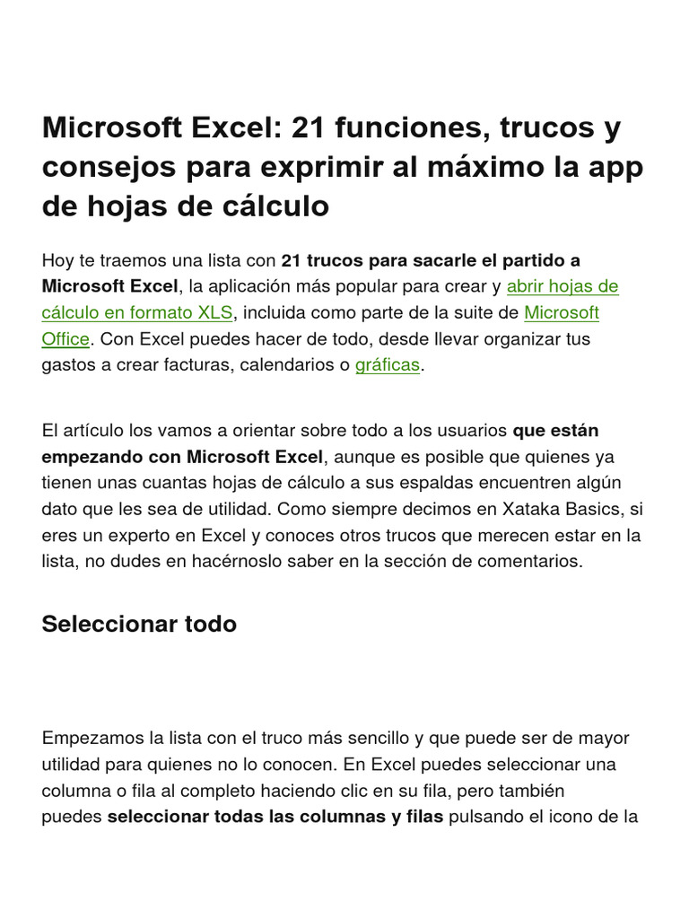 21 Trucos Esenciales de Microsoft Excel | PDF | Microsoft Excel ...