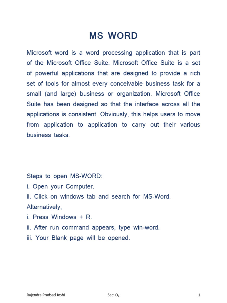 Ms Word Project Pdf Template