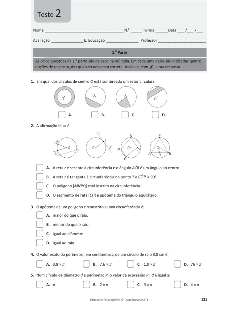 Exercícios de Área e Perímetro | PDF | Círculo | Geometria Elementar
