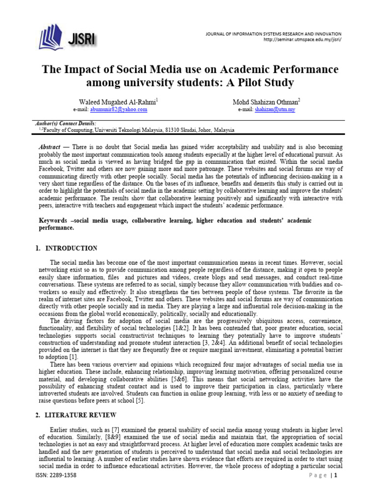 The Impact of Social Media Use On Academ | PDF | Popular Culture ...