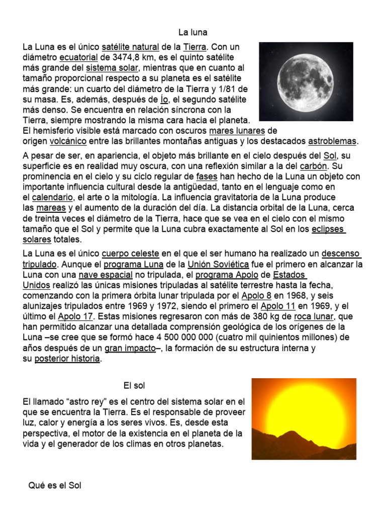 Características y fases de la Luna | PDF | Luna | Ciencias Naturales