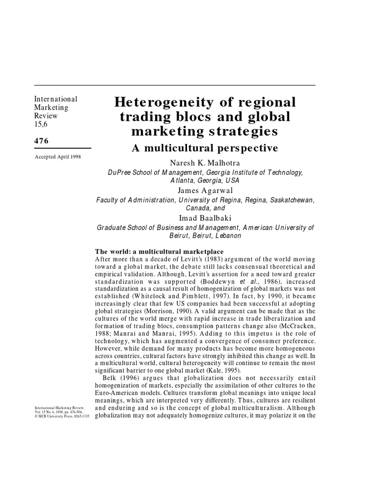 Heterogeneity in Regional Trading Blocs | PDF | North American Free ...