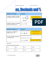 Percentage, Decimals and Fractions