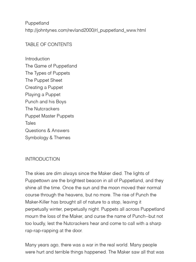 Puppetland: Game Overview & Rules | PDF | Puppets | Performing Arts