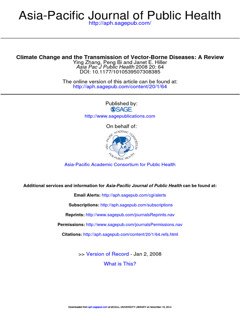 Climate Change And The Transmission Of Vector Borne Diseases Pdf