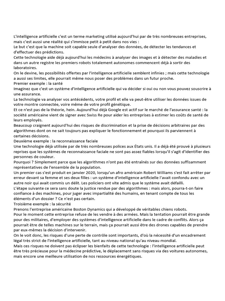 Avantages et inconvénients de l'IA | PDF | Intelligence artificielle ...