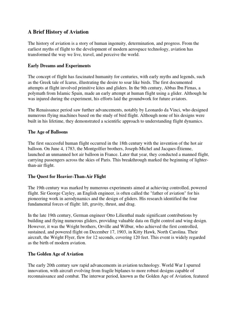 Evolution of Aviation History | PDF | Aviation | Flight