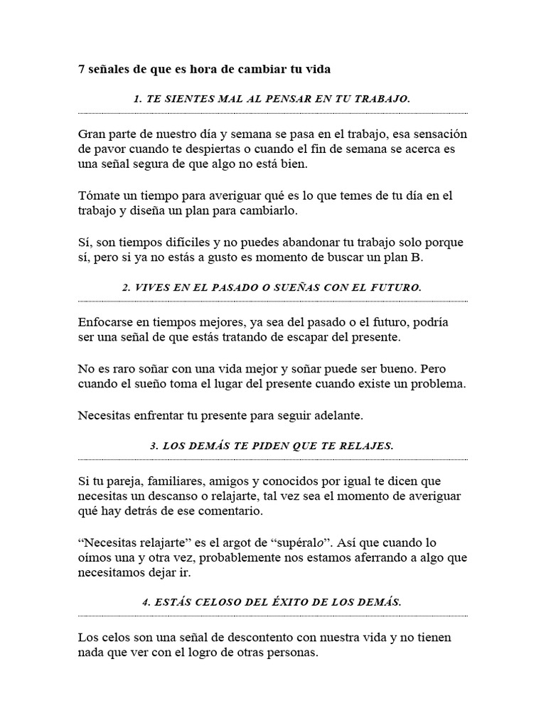 7 Señales de Que Es Hora de Cambiar Tu Vida | PDF | Creatividad