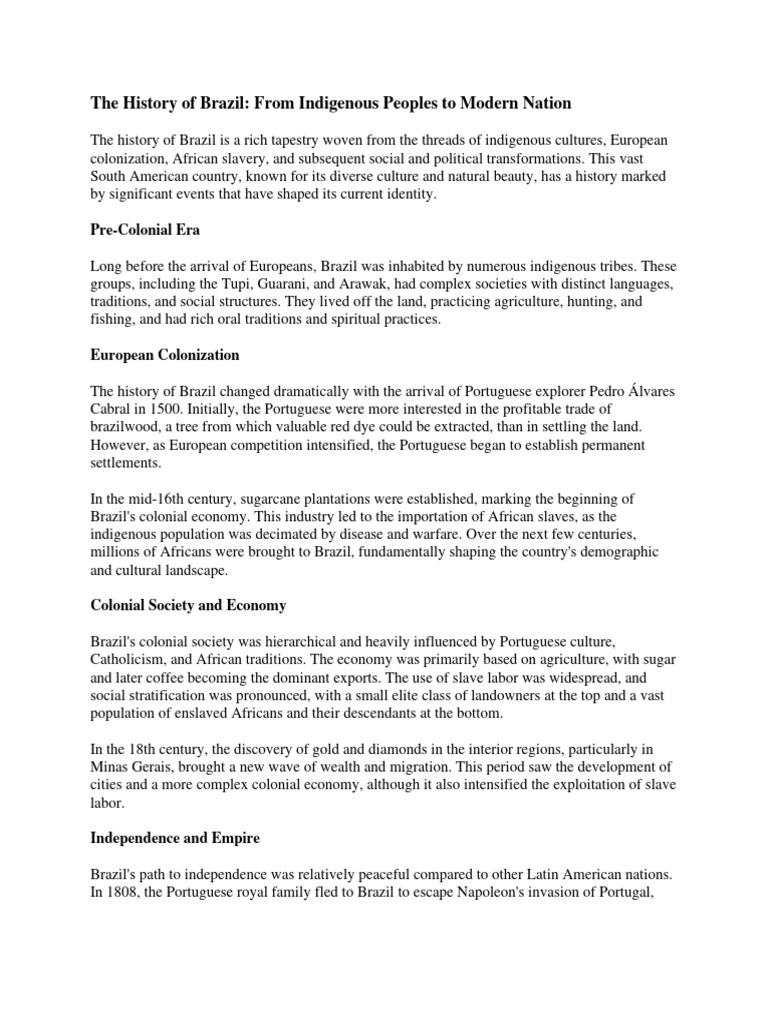 The History of Brazil | PDF | Brazil | Colonialism