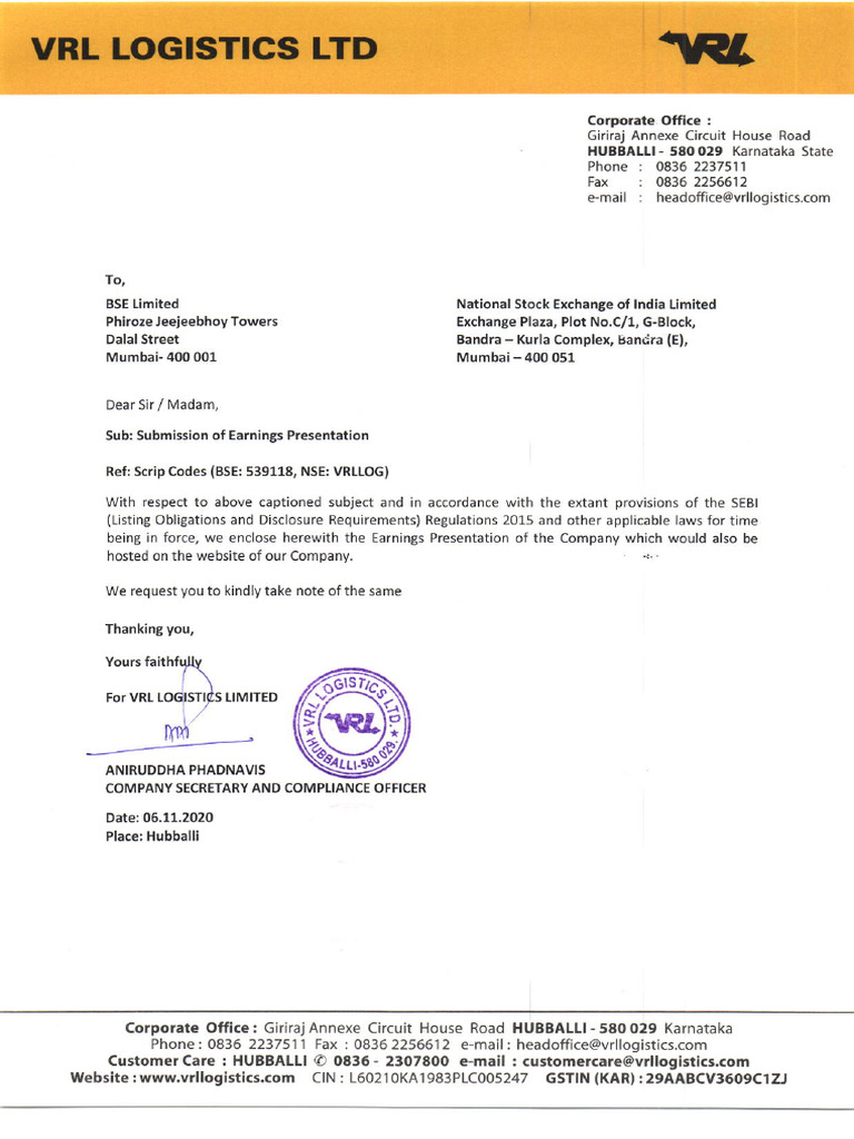 VRL Logistics Q2 2020-21 Earnings Report | PDF | Leverage (Finance) | Debt