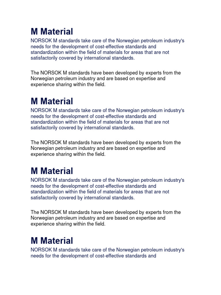 NORSOK M Standards for Petroleum Materials | PDF