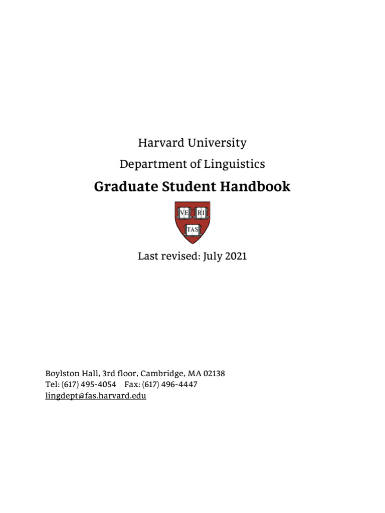 Harvard Linguistics Graduate Handbook | PDF | Thesis | Doctor Of Philosophy
