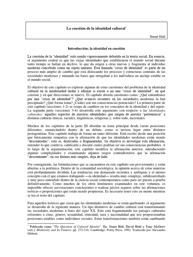 Crisis de identidad en la modernidad | PDF | Sociedad | Esencia