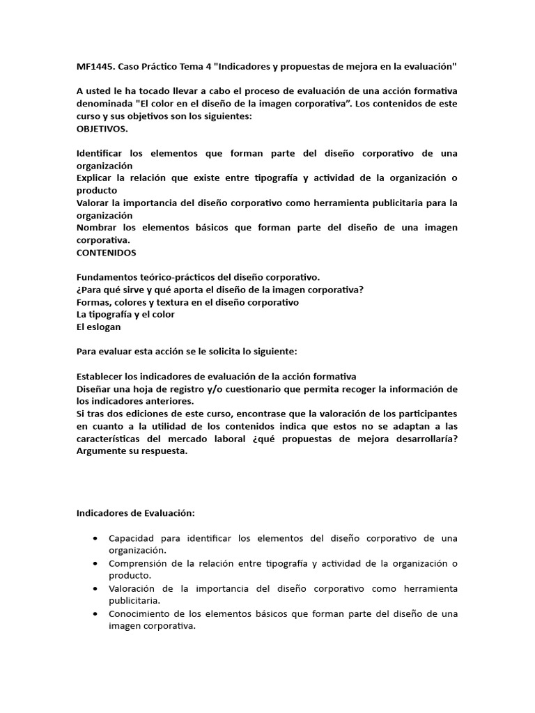 Mejora de Evaluación en Diseño Corporativo | PDF | Diseño | Evaluación