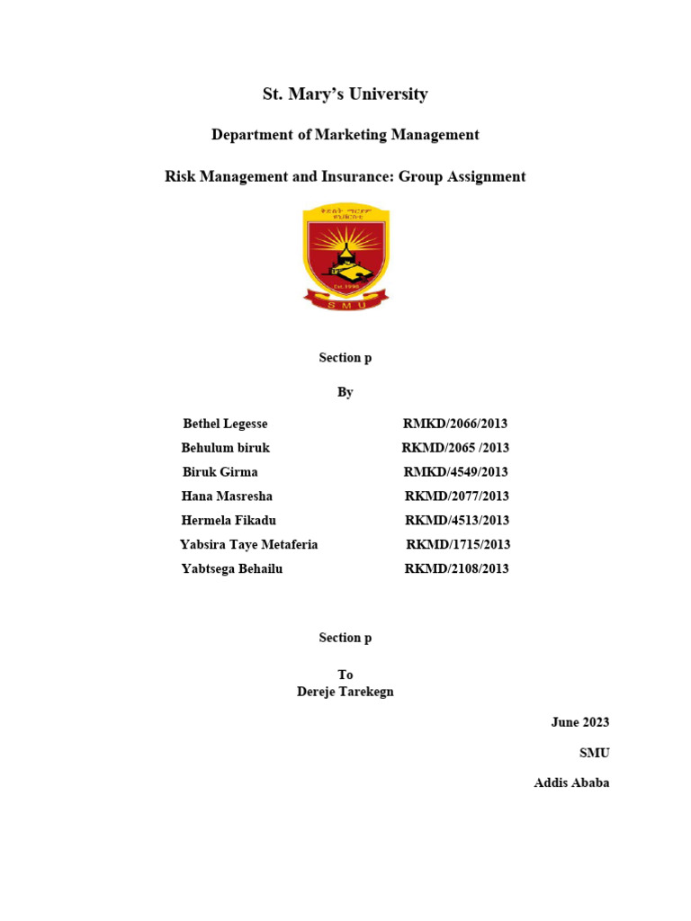 Risk Managment Assignment | PDF | Insurance | Life Insurance