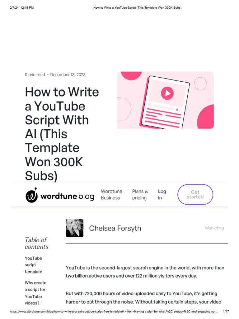 How To Write A YouTube Script (This Template Won 300K Subs) | PDF | You ...