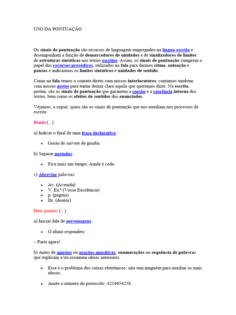 Uso Da Pontuação Enem 2020 | PDF | Linguística | Sintaxe