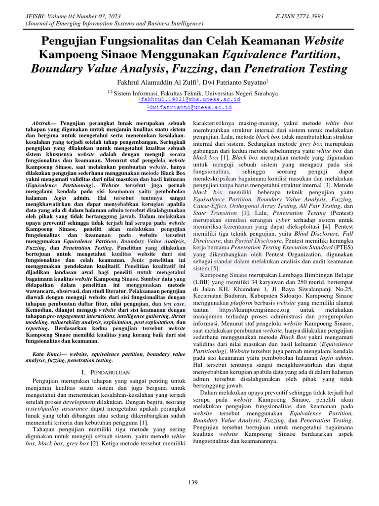 Boundary Value Analysis, Fuzzing, Dan Penetration Testing | PDF | Komputer