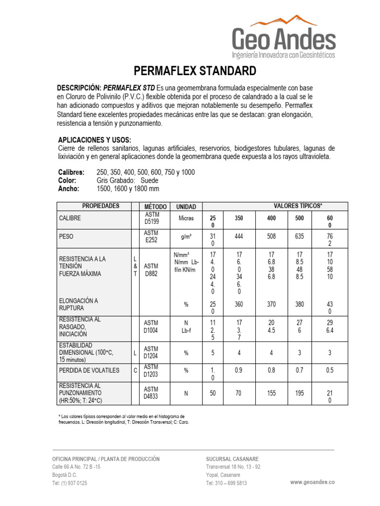 Ficha Técnica PVC STD | PDF | Calidad (comercial) | Ácido