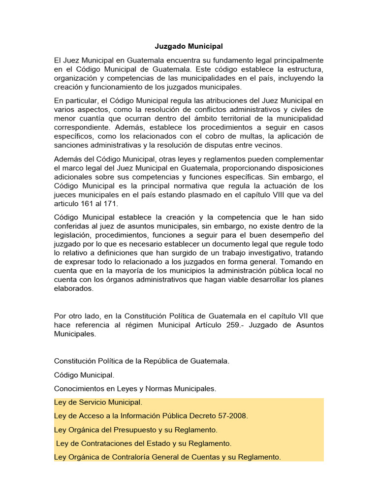 Funciones del Juez Municipal en Guatemala | PDF | Judicaturas | Juez