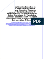 Download Improving Genetics Education In Graduate And Continuing Health Professional Education Workshop Summary 1St Edition Institute Of Medicine Board On Health Sciences Policy Roundtable On Translating Genom online ebook  texxtbook full chapter pdf 