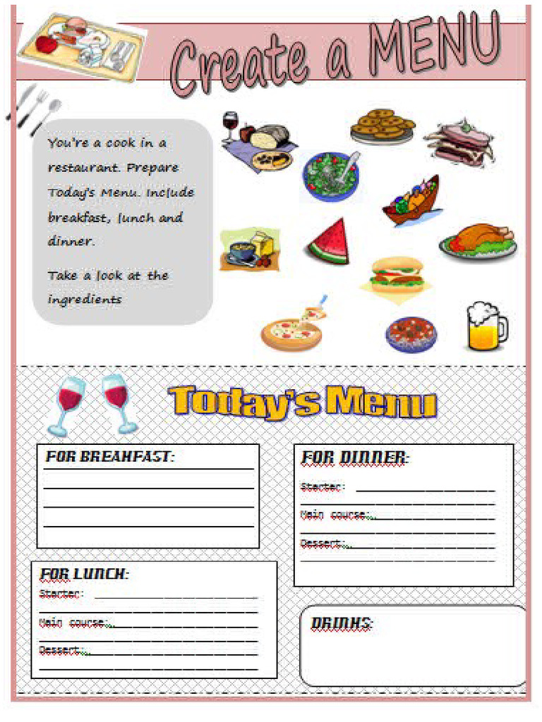 ADULTS 1 Create A Menu | PDF