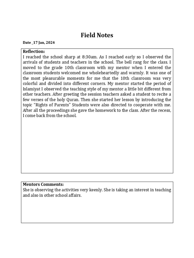 Field Notes - Docx 03 | PDF