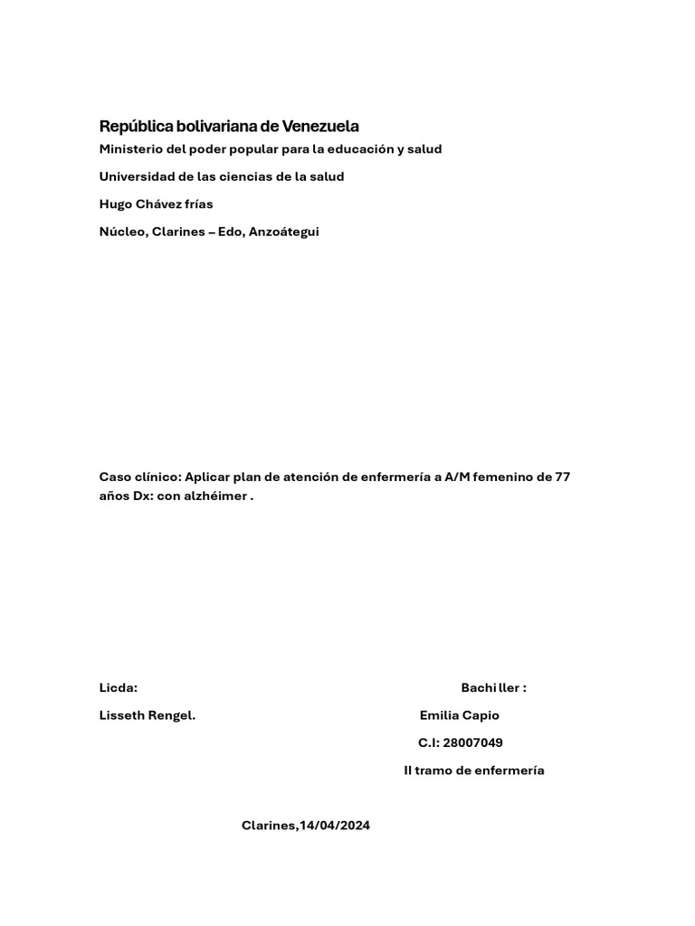 Caso Clinico Listoo PDF Demencia Enfermedad De Alzheimer