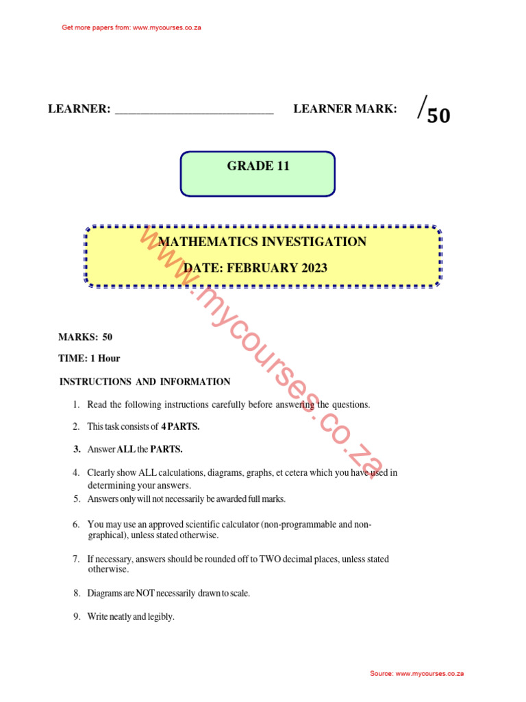 2023 Sba Mathematics Grade 11 Equations and Roots | PDF | Zero Of A ...