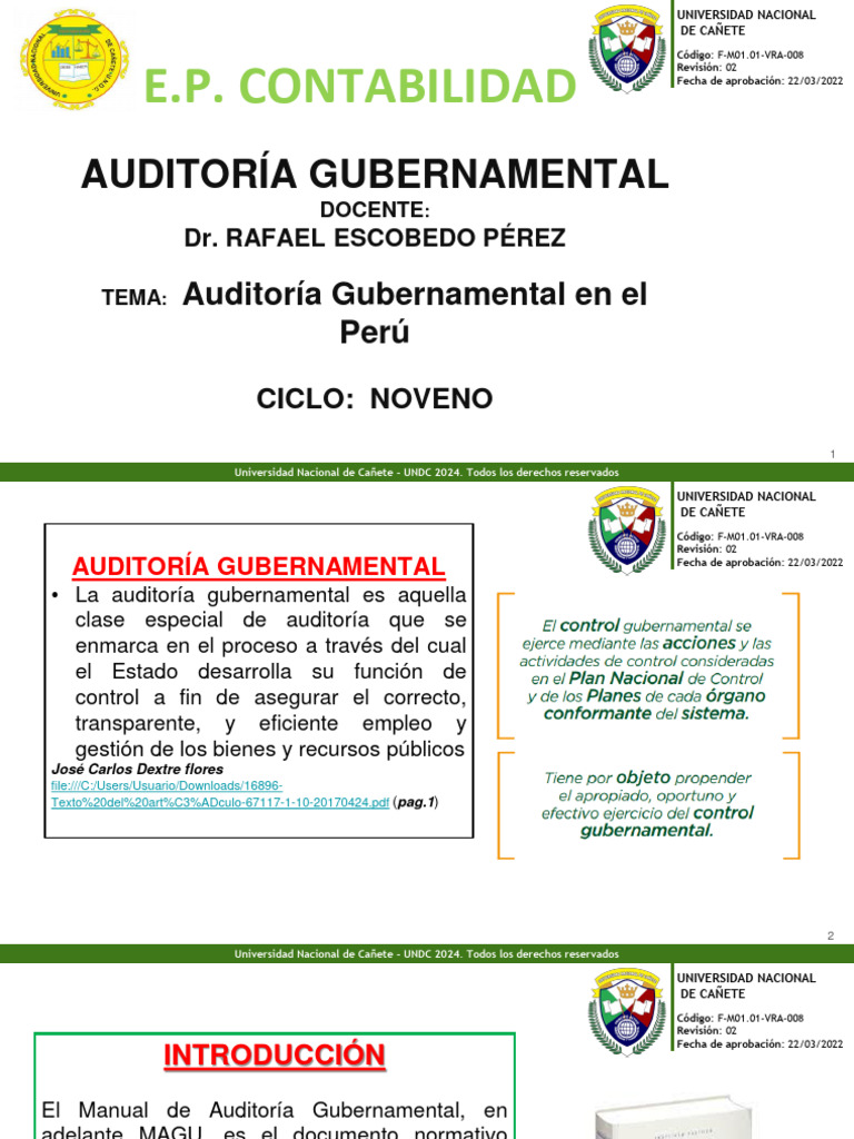 Semana 2 - La Auditoria Gubernamental en Peru | PDF | Auditoría | Contralor