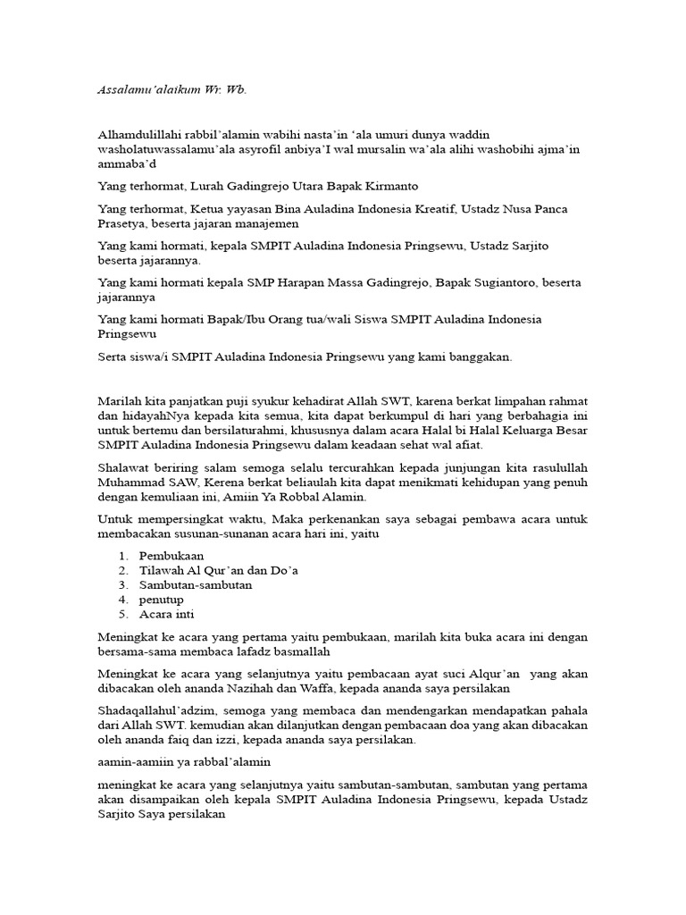 Halal Bi Halal Smpit Auladina Pringsewu Pdf