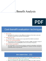 Cost Benefit Analysis